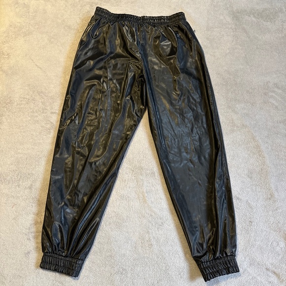 Victoria's Secret Victoria Sport Shiny Joggers Medium Black Hip Hop Pants 90s - Picture 6 of 8
